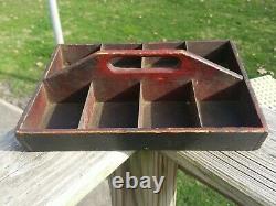 AAFA Antique Red Wooden Tote made from Ammunition Crate with Metal Dividers