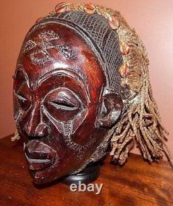 AFRICA, FROM CONGO, Chokwe Mbunda Tribal Initiation Wood Helmet Mask, Mint Cond