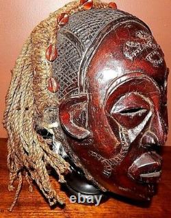 AFRICA, FROM CONGO, Chokwe Mbunda Tribal Initiation Wood Helmet Mask, Mint Cond
