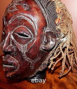 AFRICA, FROM CONGO, Chokwe Mbunda Tribal Initiation Wood Helmet Mask, Mint Cond