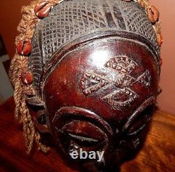 AFRICA, FROM CONGO, Chokwe Mbunda Tribal Initiation Wood Helmet Mask, Mint Cond