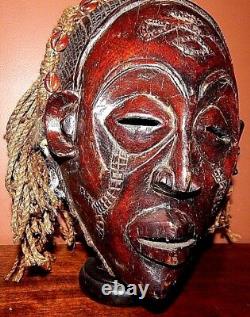 AFRICA, FROM CONGO, Chokwe Mbunda Tribal Initiation Wood Helmet Mask, Mint Cond