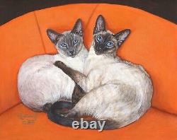 AKIKO Original Painting of 8x 10 Two Siamese Cats direct from award winner