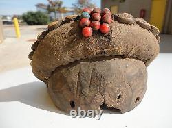 African Dan Tribe Liberia Hand Carving Wood Mask with Cowrie shells. Antique art