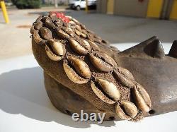 African Dan Tribe Liberia Hand Carving Wood Mask with Cowrie shells. Antique art