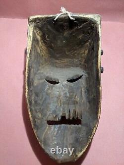 African Salampasu Mask with Jagged Teeth Authentic Carved Wood Art from Congo