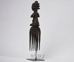 African Statue from Luba tribe DRC wooden comb tribal art Congo 3137