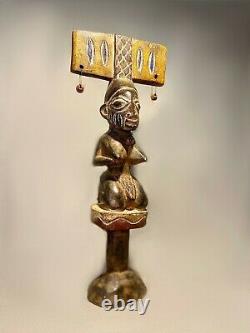 African art handcrafted from Figur- Sceptre Shango Yoruba Nigeria 624