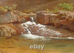 Alexandre-Gabriel Decamps Fontainebleau Hand Colored Quelle Feng Shui Waterfall