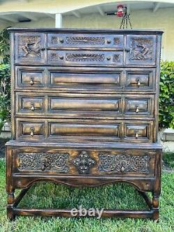 An Antique Wooden Carved Oak 4 Bedroom Set From Actress Lupe Velez