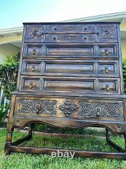 An Antique Wooden Carved Oak 4 Bedroom Set From Actress Lupe Velez