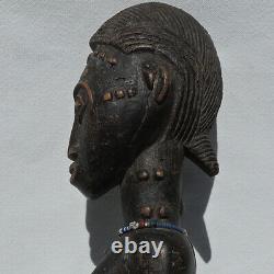 An old african female statue figure with display base baule from ivory coast #16