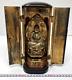 Ancient Japanese Statue Wood Carved Buddha With Zushi Box W3.9×h9.4inch From Japan