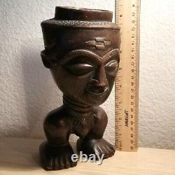 Anthropomorphic Hand Carved Wooden Shoowa Cup from the Kuba People of DR Congo