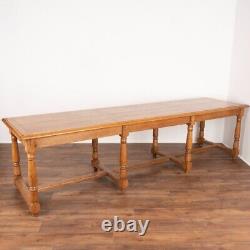 Antique 10' Long Oak Refectory Table Console Dining Table from France