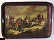 Antique 19 Russian Tray Meeting Cossacks During Escape Of Napoleon From Russia