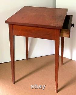 Antique 19th C. One-drawer stand in original red wash from Berks County PA
