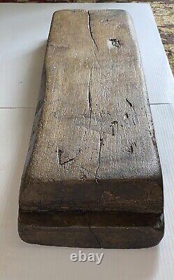 Antique 4 Hole Natural Wood Mold Carved From One Piece Shows Age 36 11 LBS