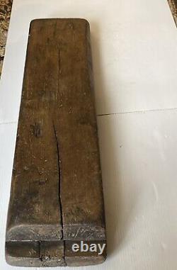 Antique 4 Hole Natural Wood Mold Carved From One Piece Shows Age 36 11 LBS