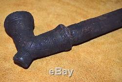 Antique African Clay Bowl Tobacco Pipe With Wood Stem From Nigeria, Africa