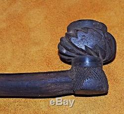 Antique African Tribal Clay Bowl Tobacco Pipe With Wood Stem From Nigeria, Africa
