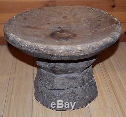 Antique African Tribal Dogon People Carved Wood Stool Chair From Mali, Africa