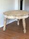 Antique-butcher Block Table Made From Huge Tree Cross Section