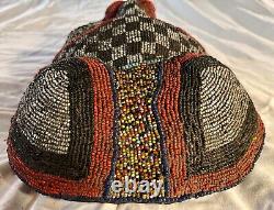 Antique Bamileke Beaded Checkered Mask from Cameroon