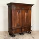 Antique Baroque Dark Oak Armoire With Heavily Paneled Doors From Denmark