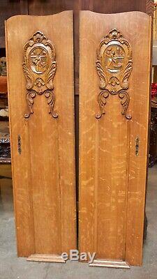 Antique Carved Oak Wood Doors From France c1920
