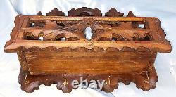 Antique Carved Wood Wall Shelf Holder from Black Forest 1900