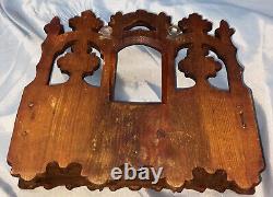 Antique Carved Wood Wall Shelf Holder from Black Forest 1900