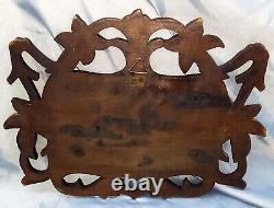 Antique Carved Wood Wall Shelf Letter Holder from Black Forest 1880-1910