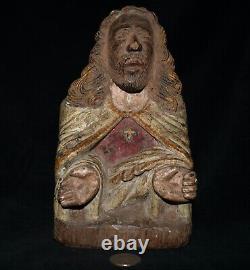 Antique Catholic Carved Wood Christ Bust from North Sumatra, Indonesia