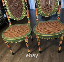 Antique Chairs From British Ruled India Set Of 4 Incredible Hand Painted Chairs