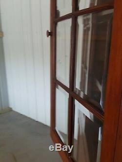 Antique Cherry Wood Corner Cabinet With Beveled Glass From MID 1800's