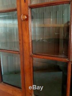Antique Cherry Wood Corner Cabinet With Beveled Glass From MID 1800's