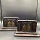 Antique Chinese Wooden Carved And Painted Book Ends From 1891