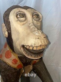 Antique Circa 1890 Hand Carved Carnival Ride Wood Monkey From Coney Island