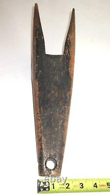 Antique Cowboy Boot Jack Dated 1876-carved From 1 Piece Of Wood-old Blue Paint