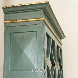 Antique Decorative Blue Painted Bookcase Display Cabinet from Denmark