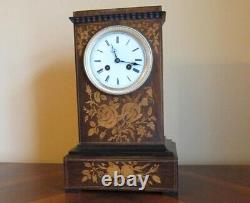 Antique Desk Clock From The Era of Louis-Philippe France 1840 Serviceable 14 In
