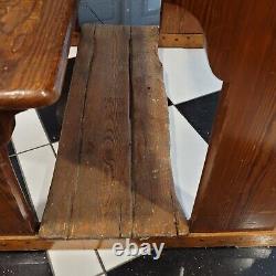 Antique Double School Desk with Bench and Wood Foot Rest from Germany