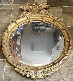 Antique Federal Eagle Convex Bullseye Gold Gilt CIVIL WAR era Mirror From 1800s