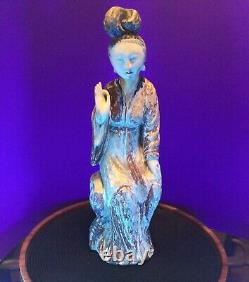 Antique Goddess Hand Carved From Wood 18tall 45.72cm