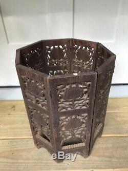 Antique Hand Carved Collapsible Carved Wooden Side Table from India