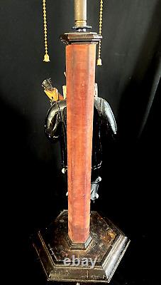 Antique Hand Carved Painted Wooden Figurine Pierrot Lamp 20in From 1900-1920th