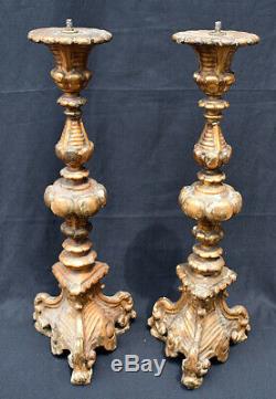 Antique Italian style gilt Torchieres, as found condition from a local estate