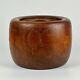 Antique Japanese Round Kiri-wood Hibachi With Copper Inlay From Meiji Period
