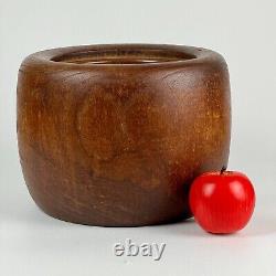 Antique Japanese Round Kiri-Wood Hibachi With Copper Inlay From Meiji Period